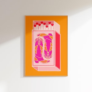 Cowgirl Stiefel Plakat bunt funky Wand Kunst maximalist Dopamin Dekor, trendige Retro Wand Kunst ästhetisches Plakat der College Wohnung Dekor