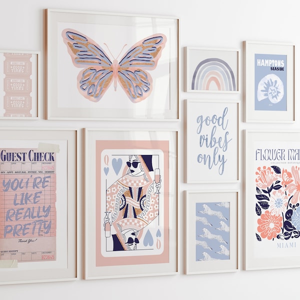 Pink and Navy Wall Art Etsy