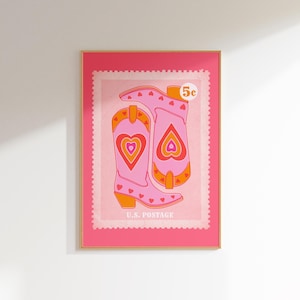 Cowgirl Stiefel Plakat trendige Retro Wand Kunst College Aufkleber ästhetische Plakat, bunte funky Wand Kunst maximalist Dopamin Dekor