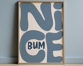 nice bum print funny bathroom art above toilet decor, unique wall art for bedroom decor, minimalist wall art fun print bathroom shelf decor