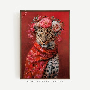 leopard animal print maximalist decor, fashion wall art apartment decor, eclectic wall art vintage wall decor, funky wall art eclectic decor