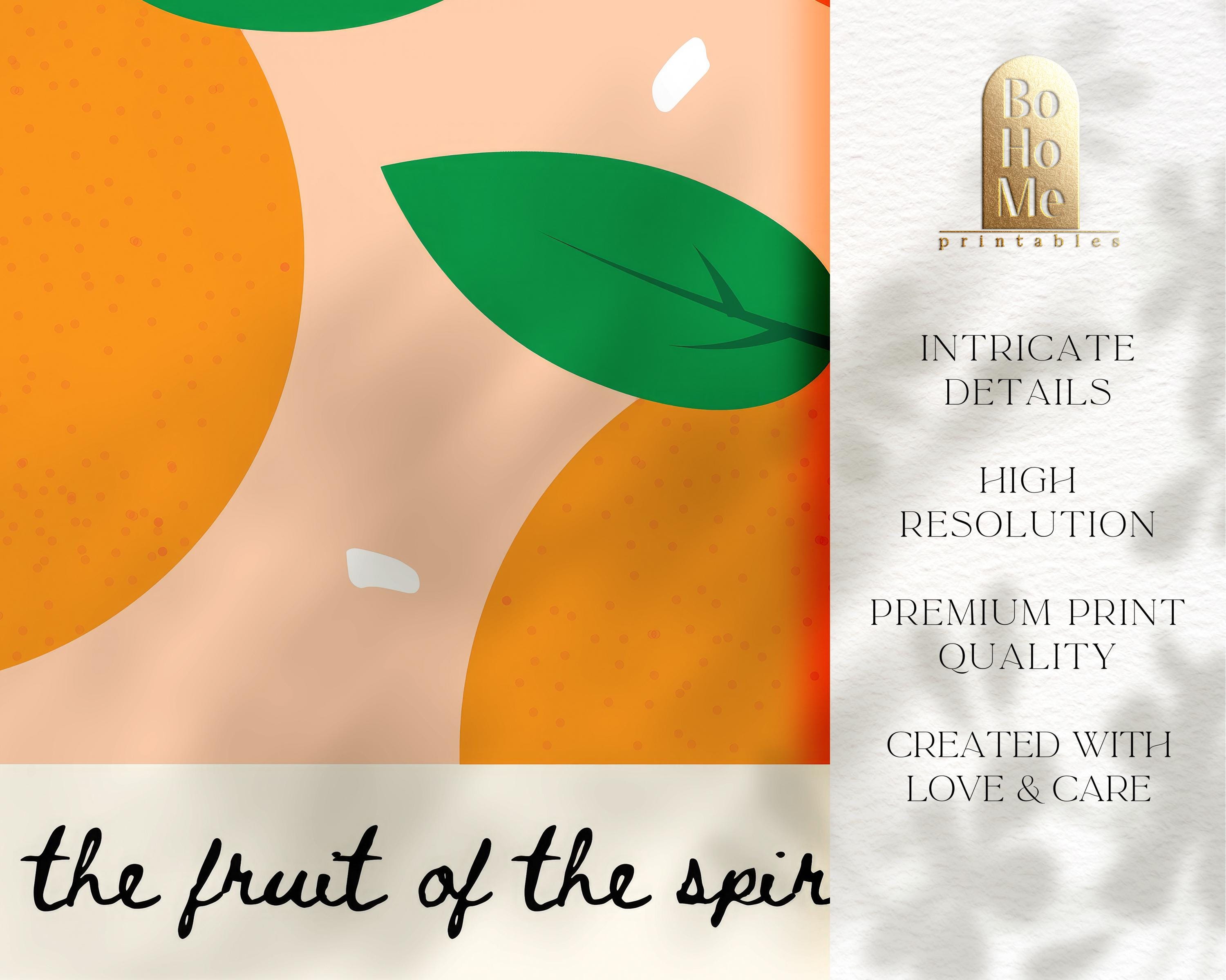 Fruit of the Spirit Wall Art Set of 9 Kitchen Prints, Bible Verse ...
