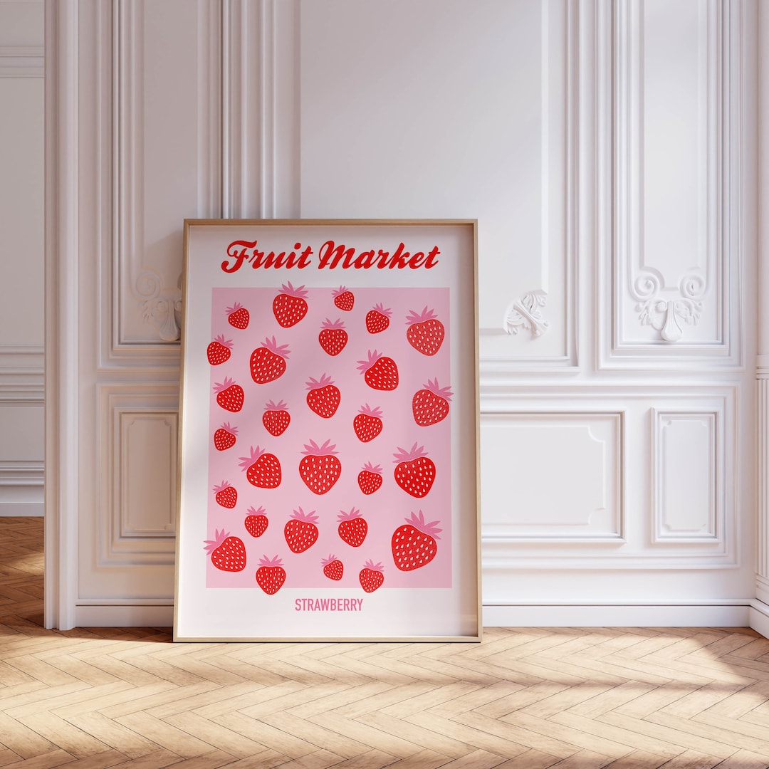 Pink Wall Art Trendy Strawberry Decor Kitchen Art Aesthetic Wall Decor, Kitchen Wall Art Maximalist Wall Decor Trendy Wall Art Kitchen Decor - Etsy UK