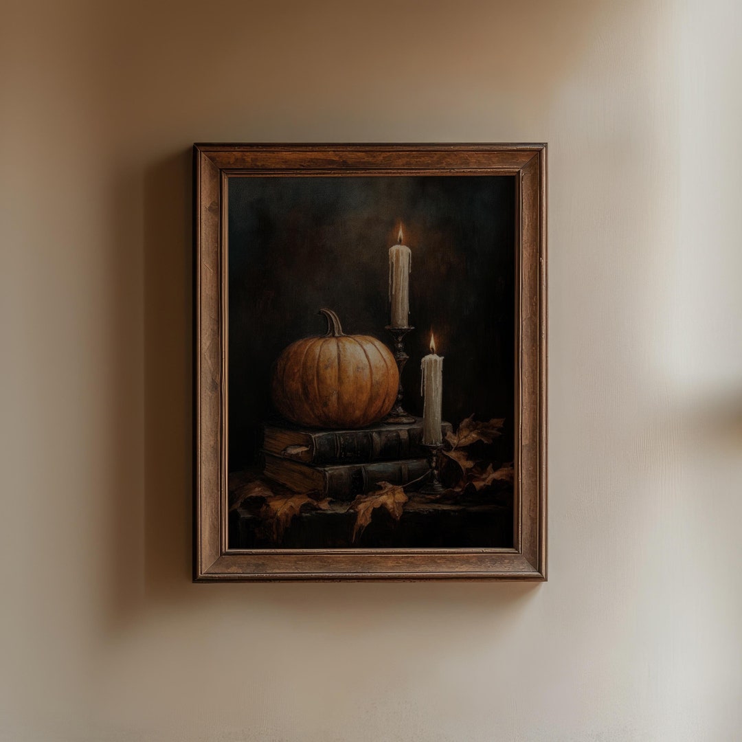 Spooky Wall Art Halloween Painting Pumpkin Decor, Dark Academia Decor ...