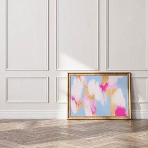 lyxig väggkonst lägenhetsväggdekor blå väggkonst med starkt rosa rumsinredning elegant, blå trendig väggkonst starkt rosa konsttryck fin rumsinredning bild 9