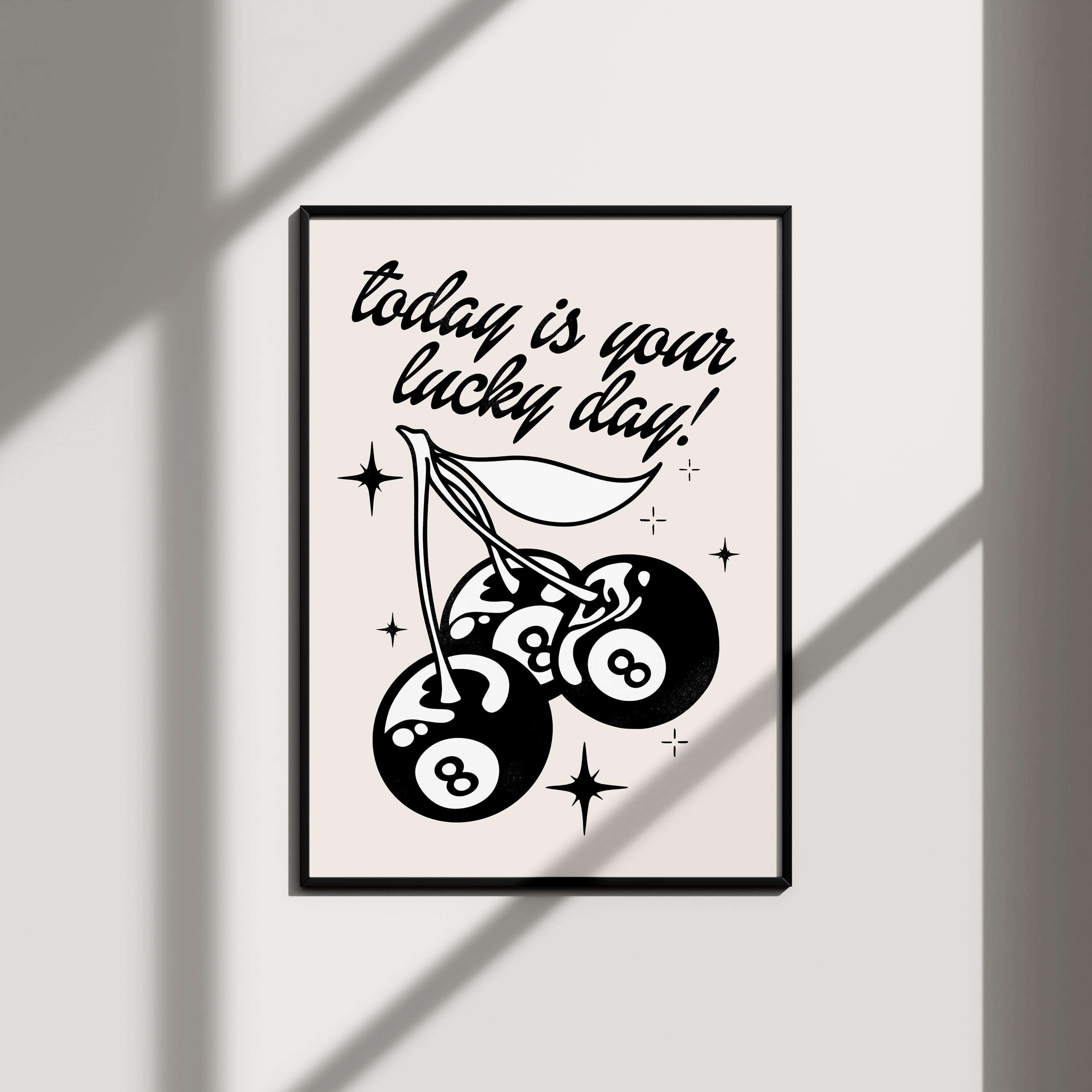アートポスターNO.8(16650) Magic 8 Ball Cherry Poster Bar Cart Art, Downtown Girl Apartment