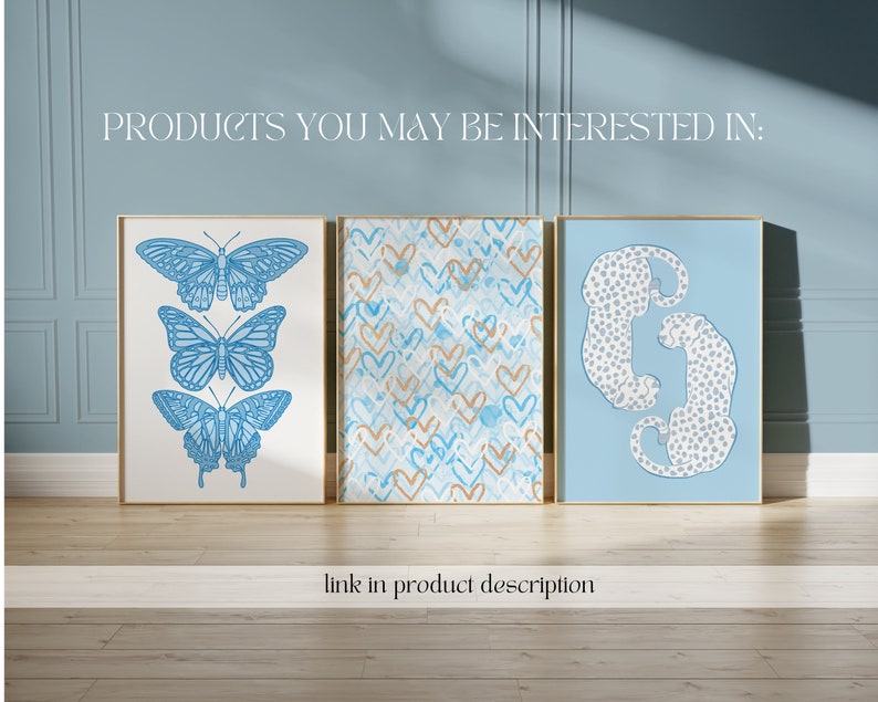 blå preppy estetisk väggkonst tonårsrumsinredning preppy poster, collegelägenhetsinredning estetisk rumsinredning blå väggkonsttryck studentrumsinredning bild 9
