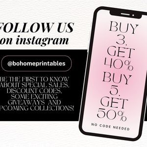 May include: A pink and white gradient phone screen with the text "BUY 3. GET 40% BUY 5. GET 50% NO CODE NEEDED".