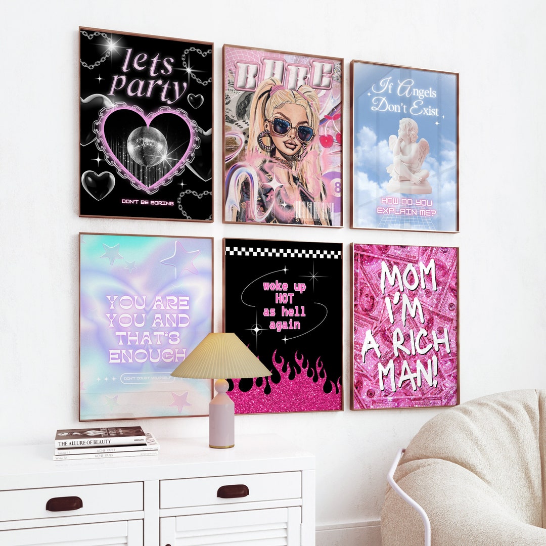 Y2k Room Decor Aesthetic Wall Art Set of 6 Trendy Prints Dorm Decor ...