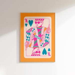 koning van harten retro muurkunst maximalistische wanddecoratie, maximalistische kunst aan de muur funky interieur, slaapkamer wand decor retro esthetische funky kunst aan de muur