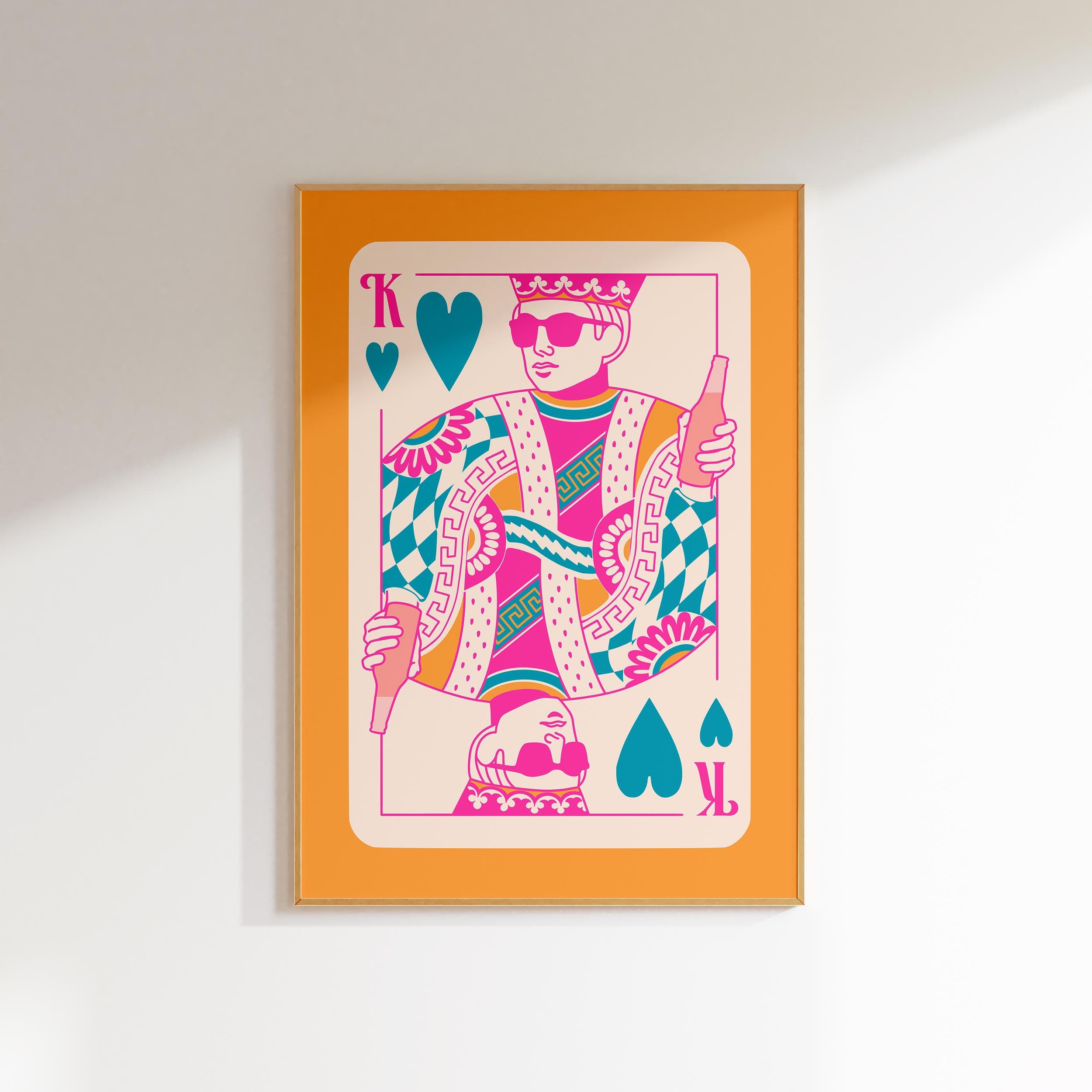 king of hearts retro wall art maximalist wall decor, maximalist wall art funky home decor, bedroom wall decor retro aesthetic funky wall art