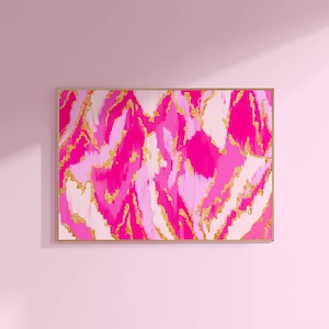 pink abstract painting preppy room decor, college dorm decor colorful wall art apartment decor, maximalist wall art room decor for teens