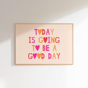 funky wall art typography print affirmation posters dopamine decor, happy art print inspirational posters cute wall decor bedroom wall art
