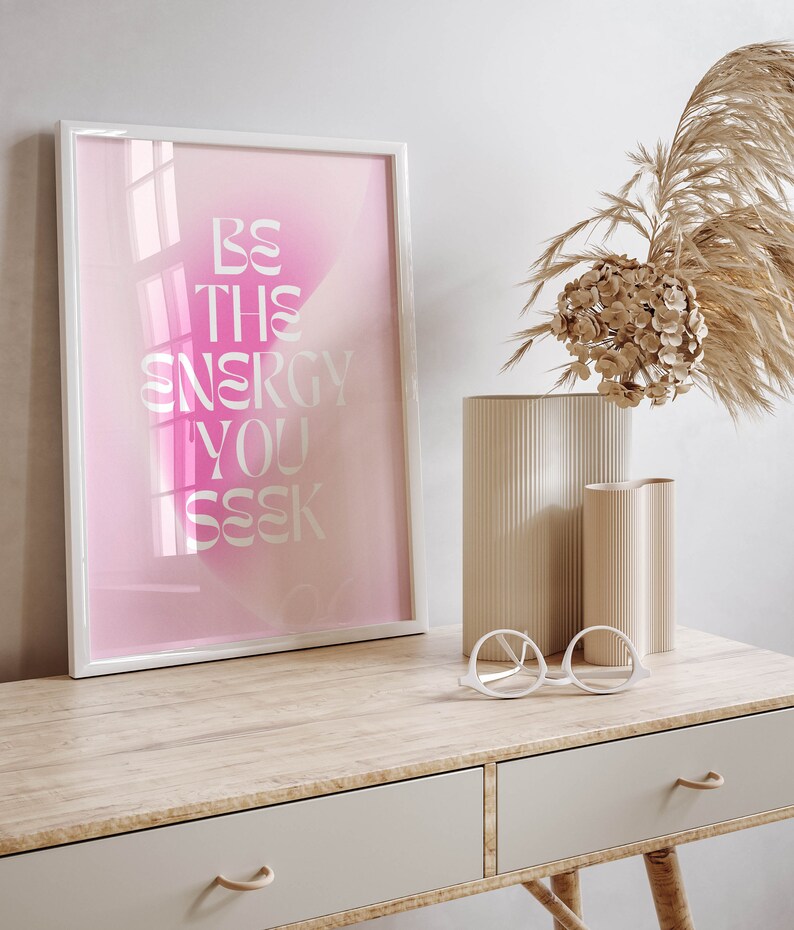 inspirational quote aura poster preppy aesthetic room decor, motivation office art cute apartment decor, aura quote wall art dorm decor image 3