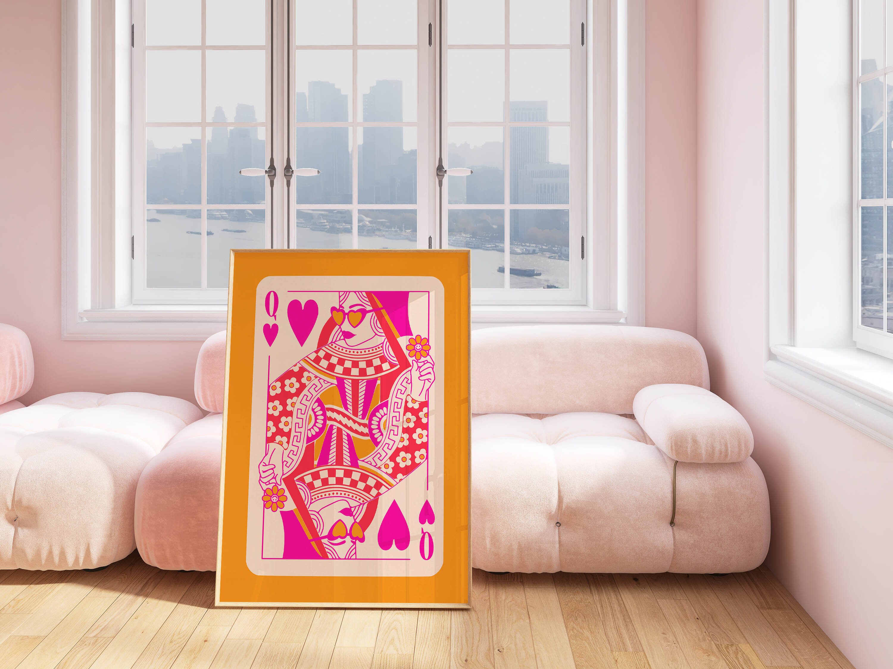 Discover queen of hearts retro wall art pink poster print preppy room decor