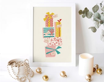retro christmas wall decor, 1950s christmas vacation seasonal decor, vintage decor christmas printable,cute christmas wall art holiday decor