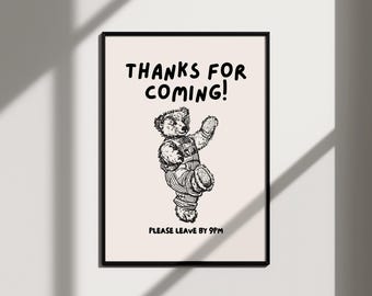 thanks for coming trendy wall art retro poster cute home decor, cute home poster aesthetic home decor, retro wall art cute apartment decor