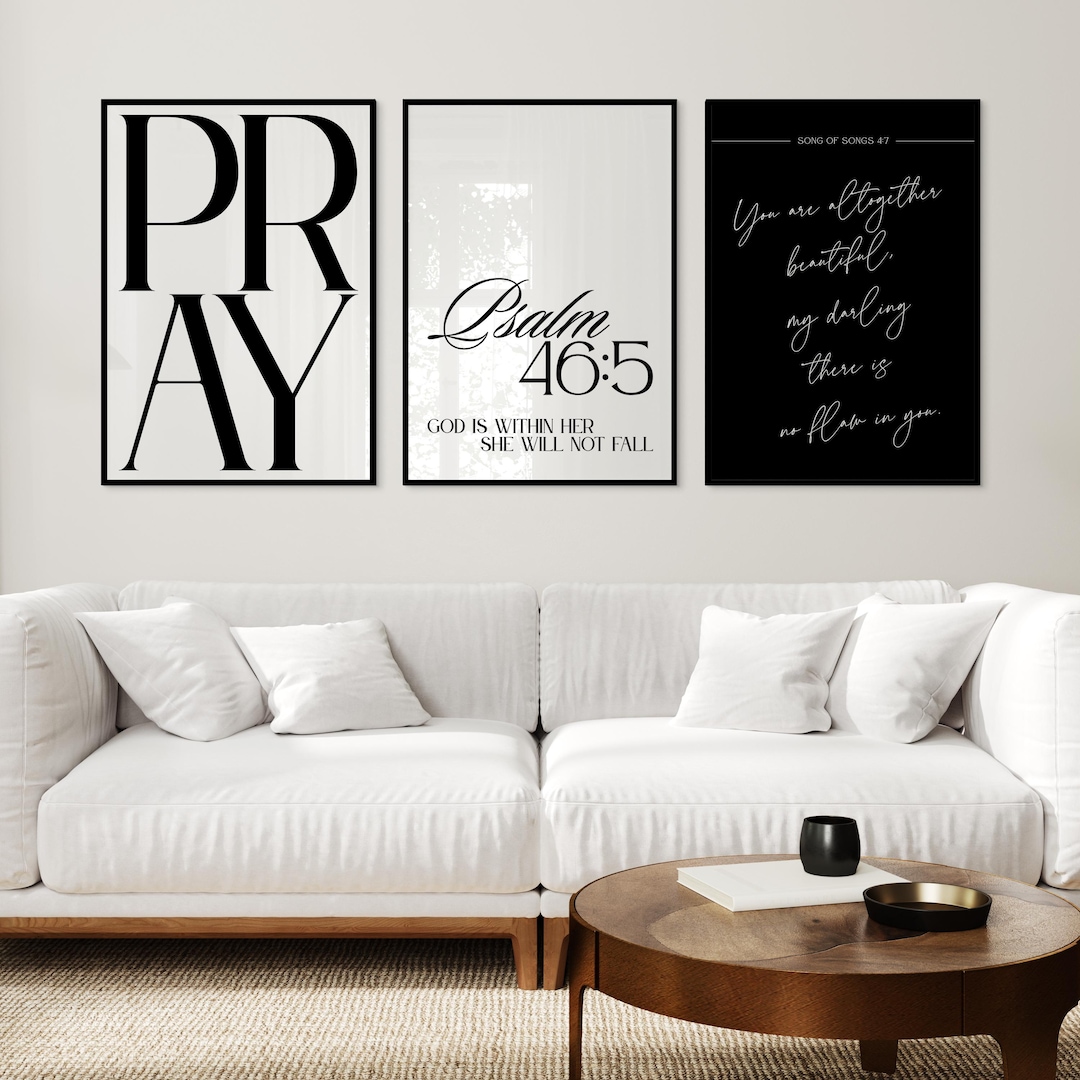 Set of 3 Bedroom Art Neutral Christian Decor, Bible Verse Scripture ...