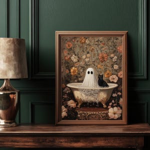 Whimsical Wall Art Ghost Print Spooky Bathroom Decor, Girly Halloween ...