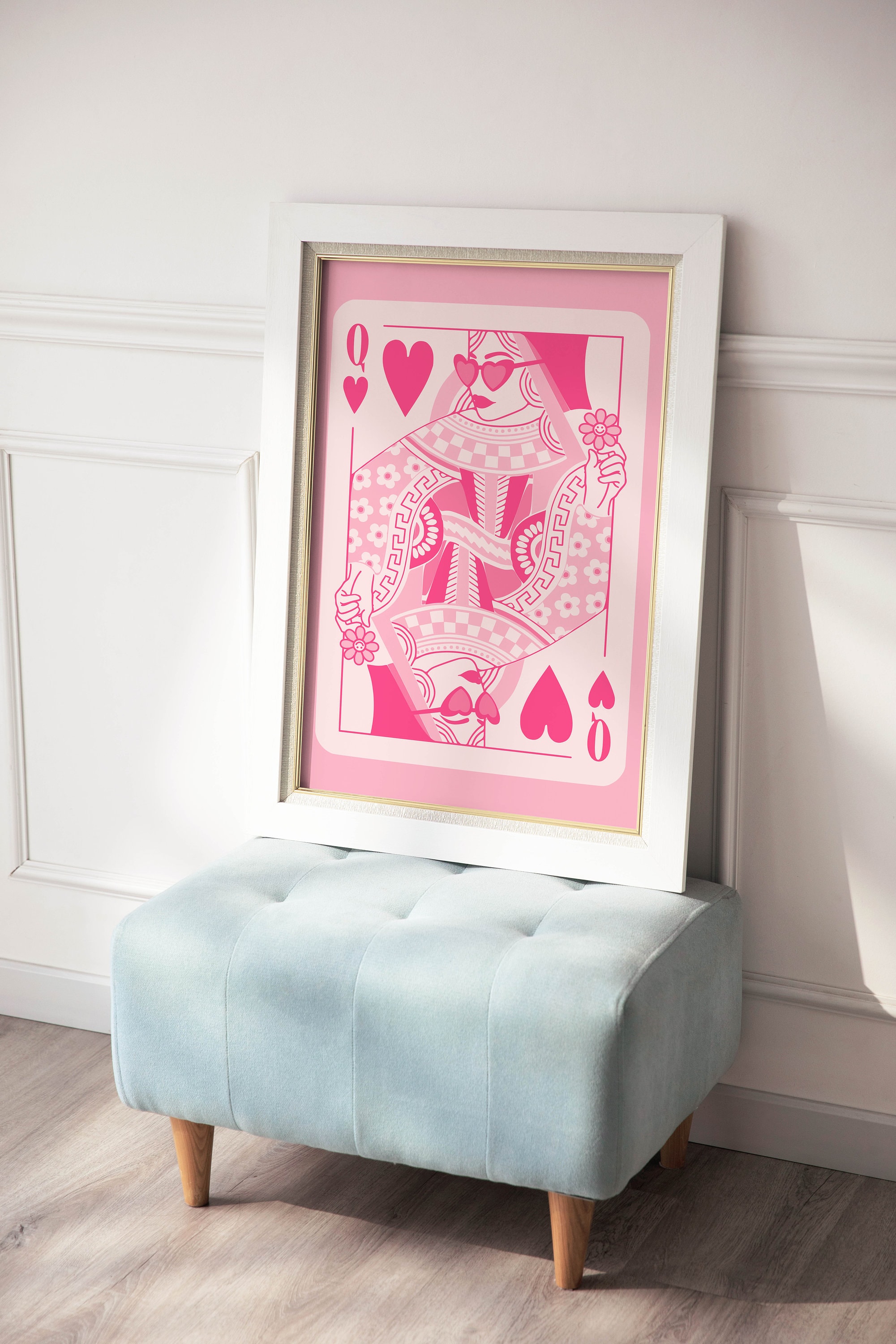 Discover queen of hearts pink retro wall art preppy room decor