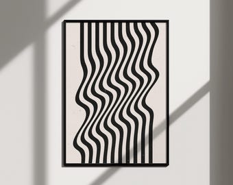 minimalist wall art funky posters, funky wall art abstract art prints apartment decor retro print, black wall art print funky home decor