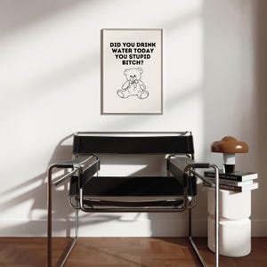 Arte de pared divertido, decoración de cocina retro, arte en blanco y negro, decoración de apartamento universitario, póster de cocina con arte de pared moderno, decoración de habitación de estética retro imagen 4