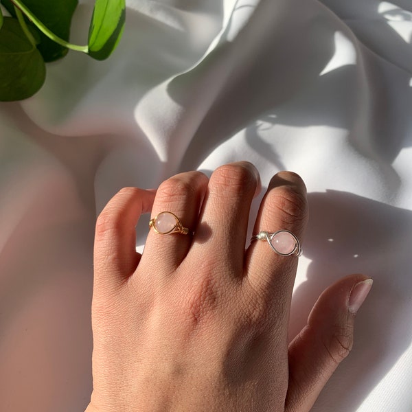 Custom Dainty Crystal Rings | Wire wrapped Rings | Unique Gemstone Rings | Personalized Rings | Unique Jewelry Gift | Handmade rings