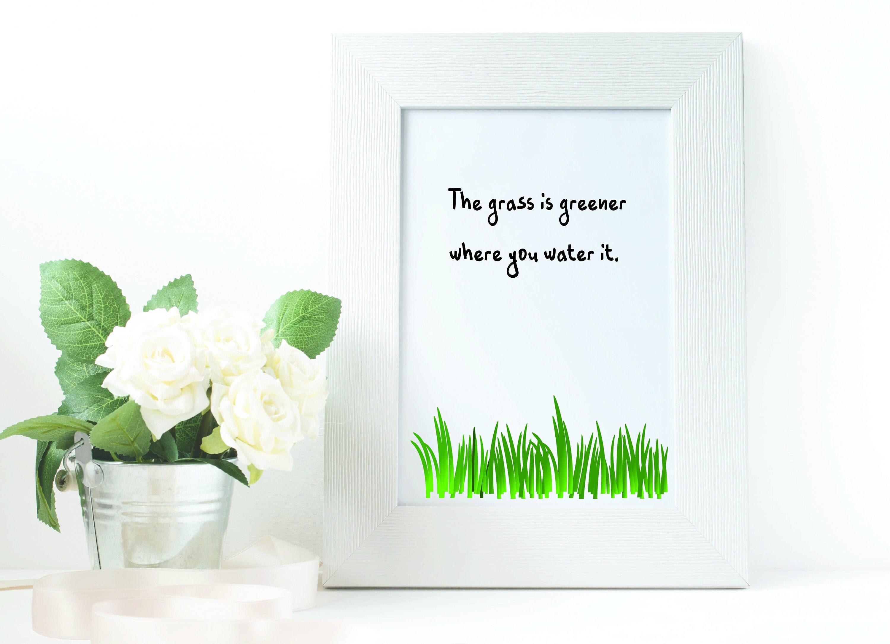 Grass is Greener inspirational life quote Printable Wall Etsy