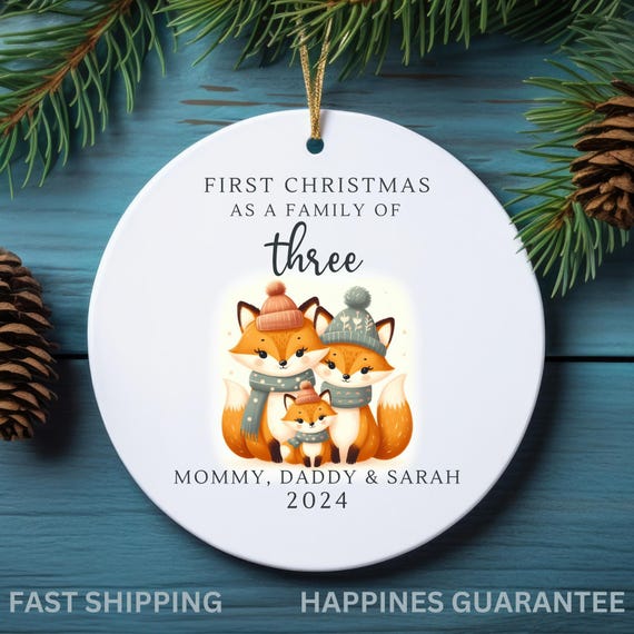 Our 1st Christmas Together Family of Three Custom Ornament