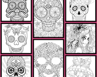 100+ Sugar Skulls / Skulls Coloring Pages - Day of the Dead - Adult Coloring