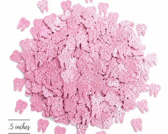 Zahnfee-Konfetti mit Glitzer | 1,25 cm großes, zahnförmiges Konfetti | Deko für die Zahnfee-Party | Zahnfee-Party | Zahnarzt-Party-Deko