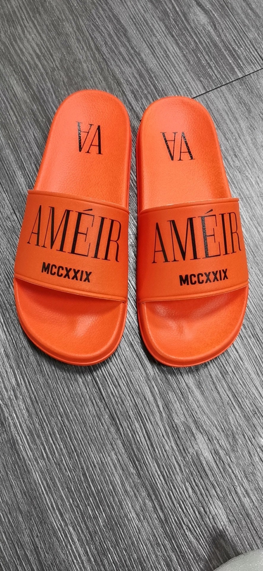 Mens Orange Basic Logo Slides | Etsy