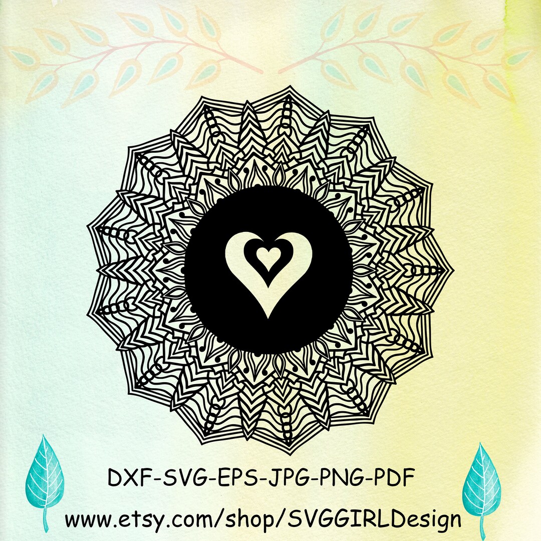 Mandala Heart svg, Zentangle Mandala Svg, Floral Heart, Valentine svg ...