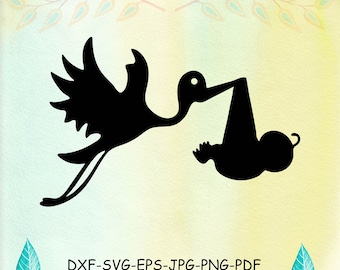 Stork svg, New Baby svg, files for cricut, Silhouette, Stork Clipart, New Baby Clipart, Pregnancy SVG