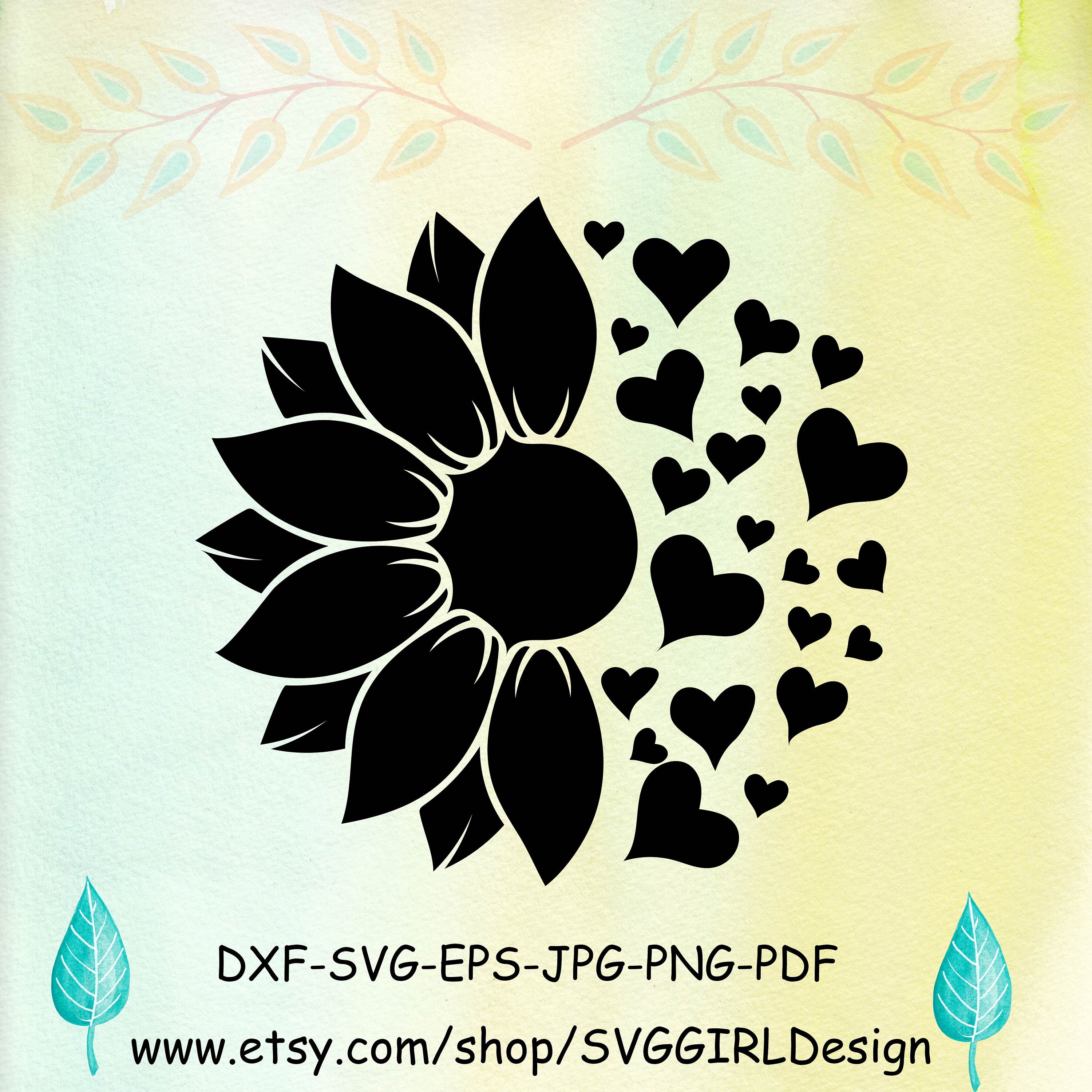 Sunflower Heart SVG Sunflower Svg Half Sunflower Svg Etsy