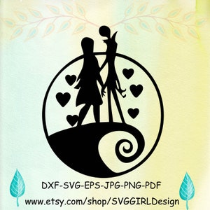 Jack And Sally Svg , Heart Silhouette , Love Svg , Cricut Files , Glowforge , Svg Helloween
