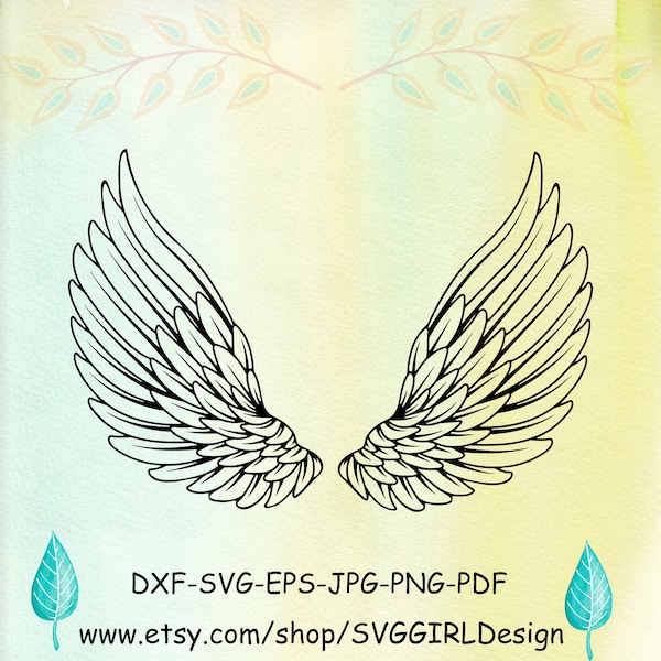 ANGEL WINGS SVG - Angelic Svg, Commercial Use Svg, Cricut Angel Svg, Angel Svg File, Cute Wings Svg, Angels Wings Png, Stylistic Popular Svg