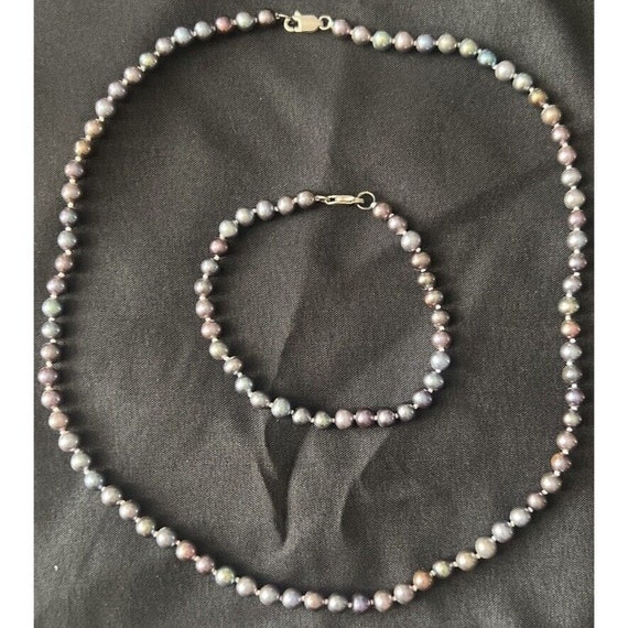 Freshwater Pearl Sterling Necklace Bracelet Set 92