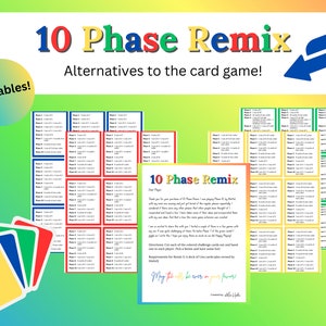 Phase 10-uitbreidingspakket Remix Game Cards-uitbreidingspakket met nieuwe regels en alternatieve manieren om te spelen Game-avond Phase 10-kaartspellen afdrukbaar