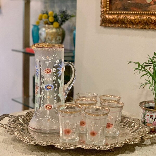 Lemonade Glass Set With Pitcher Etsy