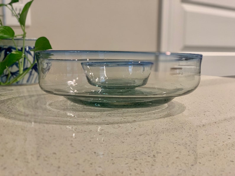Vintage Mexican Hand-blown Glass Chip and Dip Bowl One-piece - Etsy