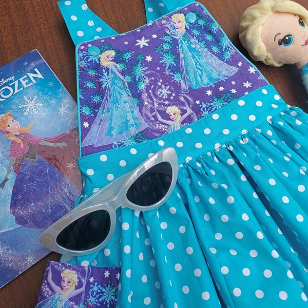 Rockabilly kids retro alternative Elsa Frozen "Bonnie" pinafore dress