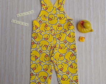 Rockabilly kids dungaree overalls rubber duck alternative