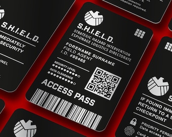 Join Phil Coulson at S.H.I.E.L.D.! PERSONALISED Agent Access Card. A Quality, Customised & Laser Engraved, Aluminium, Prop ID Card.
