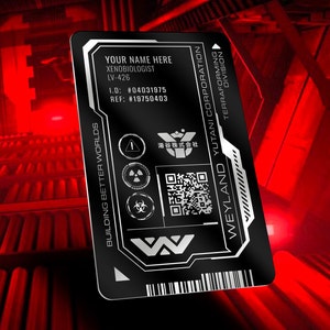 Personalised Weyland Yutani Access ID Laser Engraved Aluminium - Alien Gift