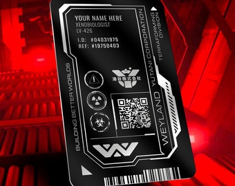 Personalised Weyland Yutani Access ID Laser Engraved Aluminium - Alien Gift