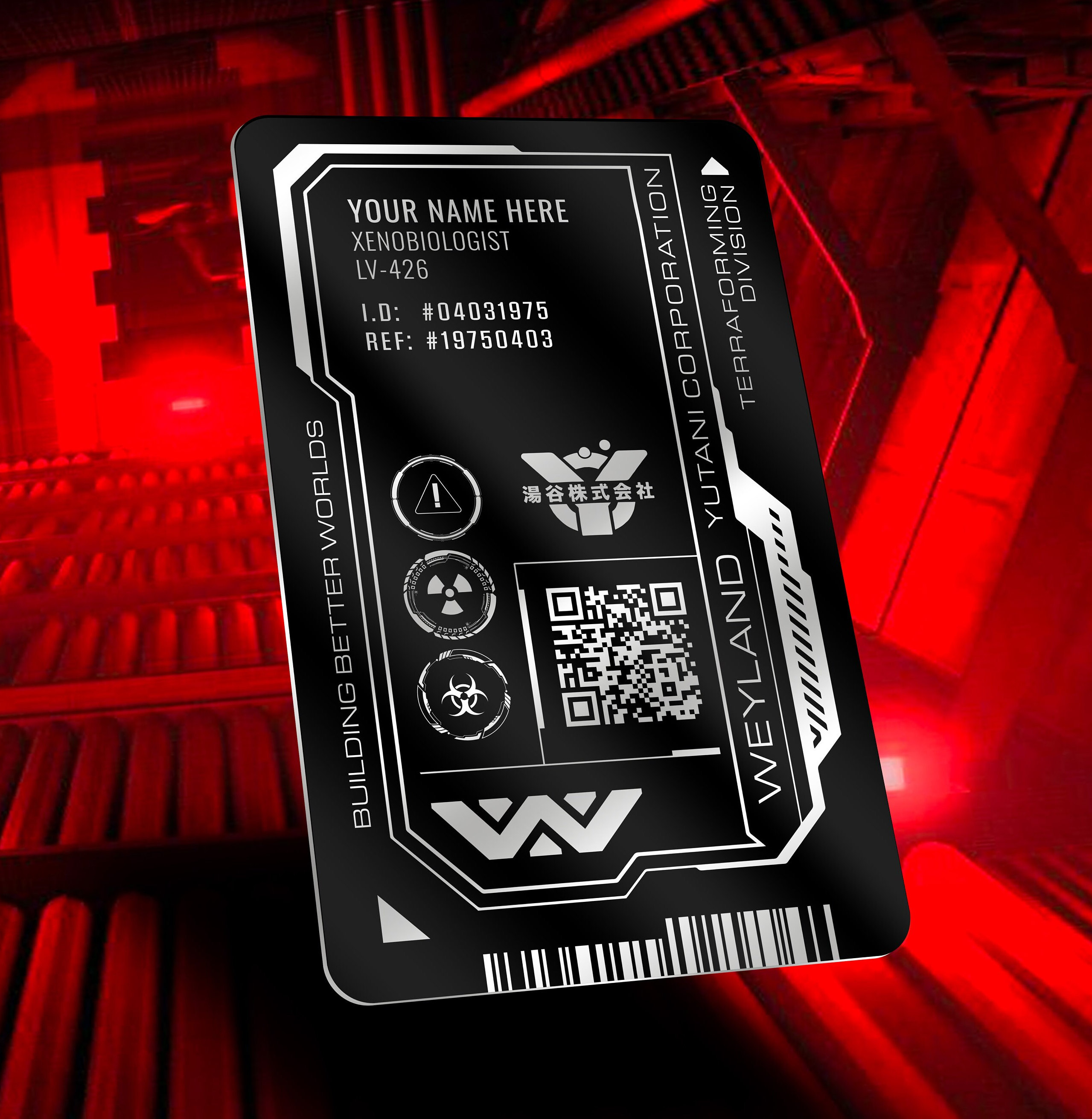 yuta22022ページ Personalised Weyland Yutani Access ID Laser Engraved Aluminium
