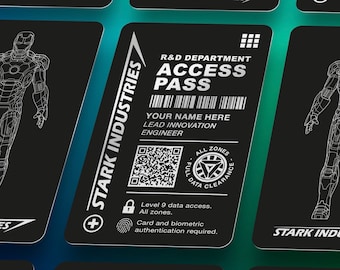 IRON MAN - Carte d'accès PERSONNALISÉE Stark Industries. Une carte portefeuille Avengers de qualité supérieure, gravée au laser, en aluminium, en accessoire et en aluminium.