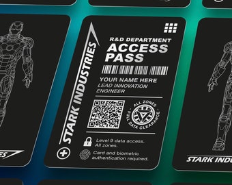 IRON MAN - Stark Industries PERSONALISED Access Card. A Top Quality, Cosplay Accessory, Aluminium, Prop, Avengers Wallet Card.