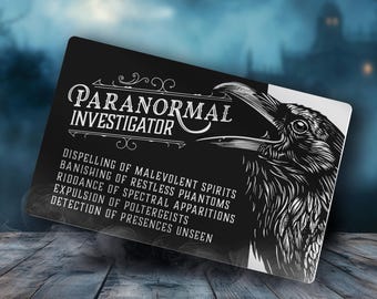 Paranormal Investigator ID Card - Laser Engraved Aluminum, Ghost Hunter Badge, Haunted House Occult Gift, Supernatural Cosplay.